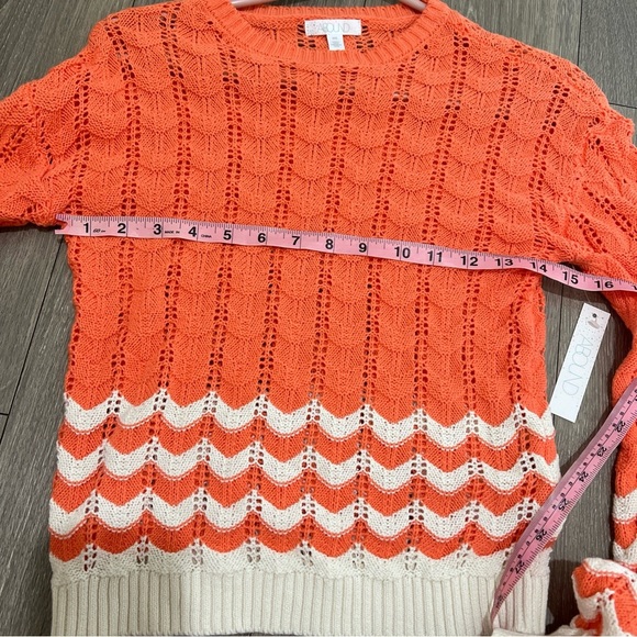 ABOUND Striped Pointella Knit Sweater Women's Size Small, XXS Cozy Top, Peach - Picture 7 of 8
